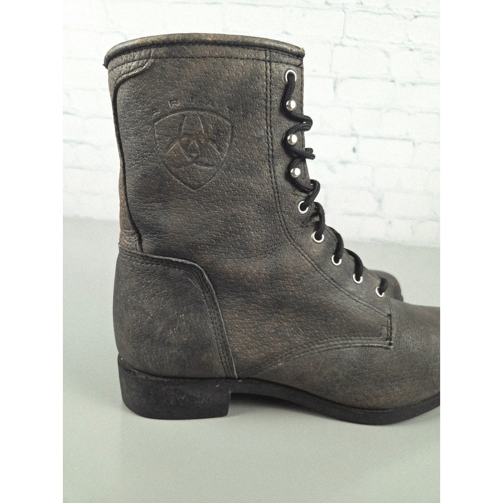 Ariat Womens Sz 8 Heritage Leather Lacer Boot Combat Gorpcore Gray Brown - Picture 4 of 11